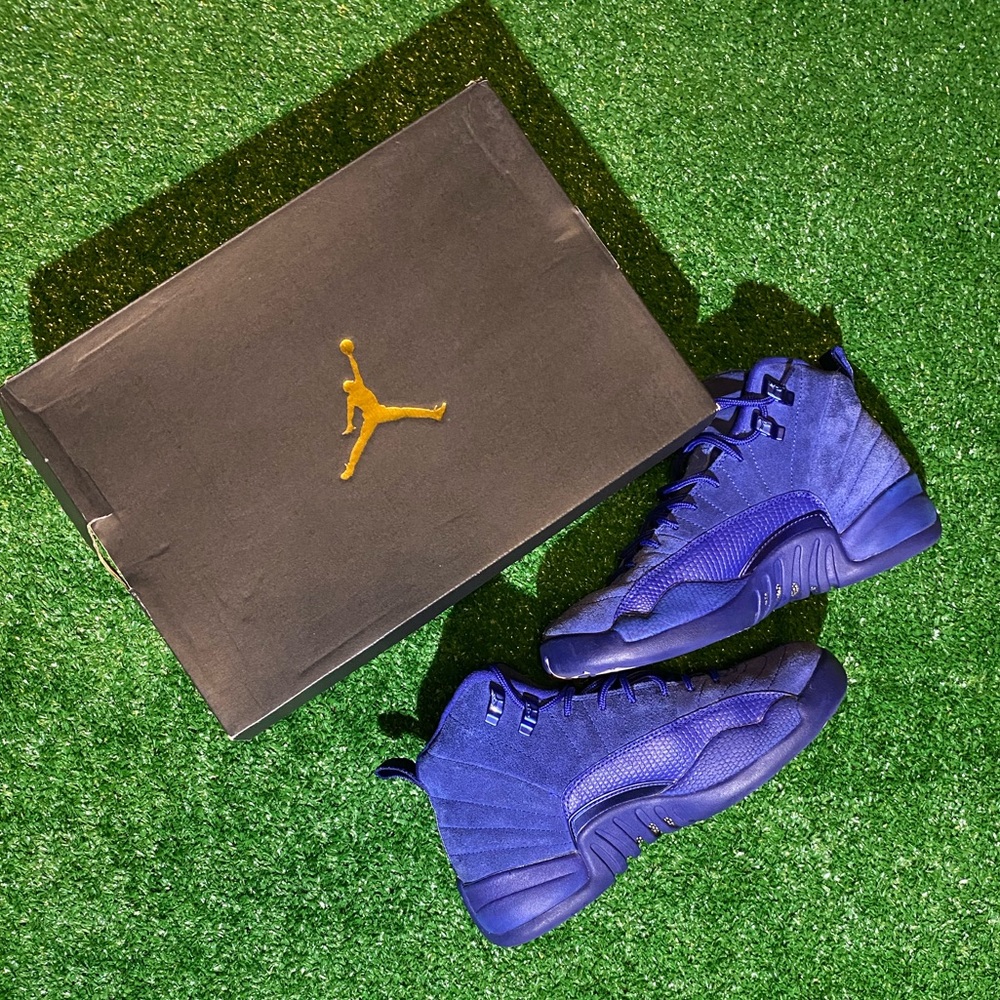 Jordan 12 Retro Deep Royal Blue (GS) Size 5.5Y. Excellent Condition 153265-400.
